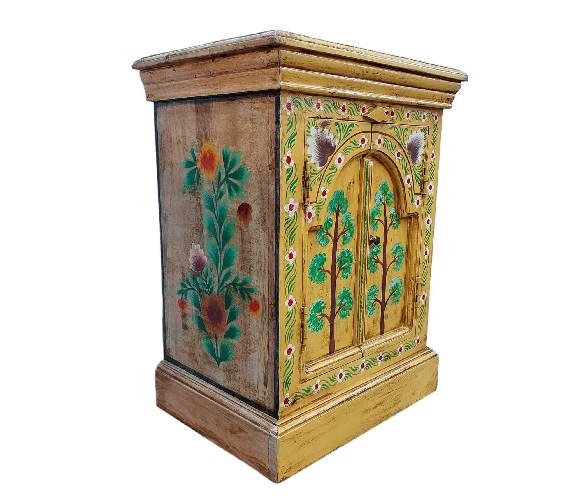 REWANA HAND PAINTED INDIAN BEDSIDE