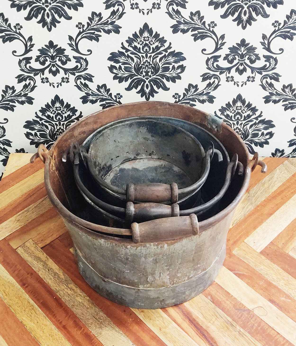 VINTAGE IRON TUBS Set of 3