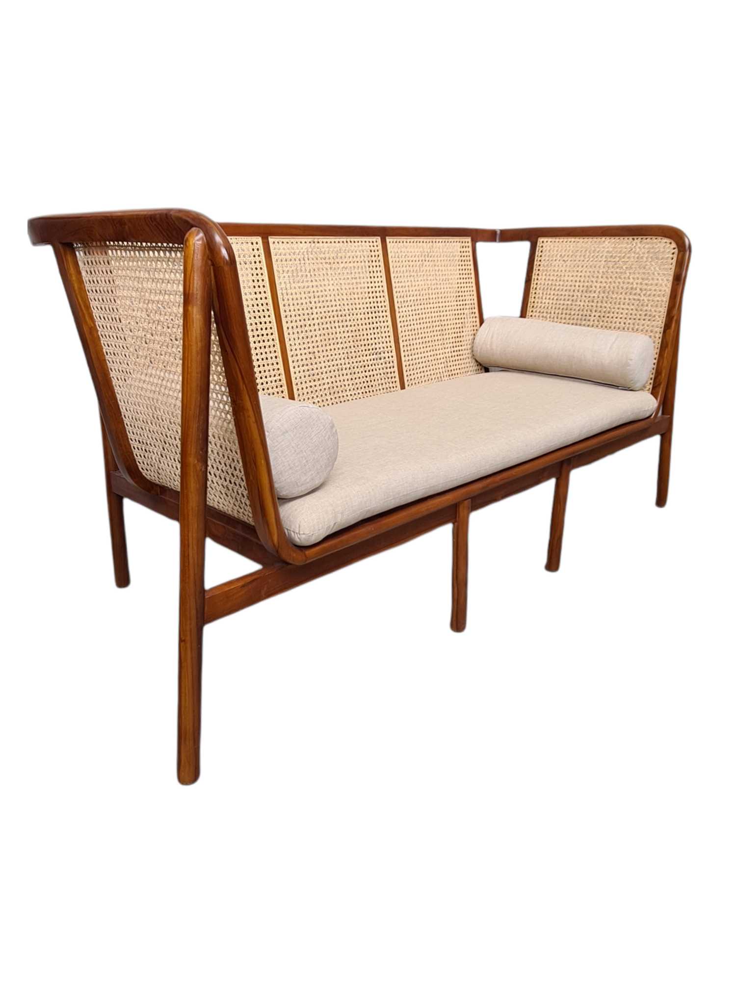 CONTEMPO MID CENTURY TEAK & RATTAN SOFA