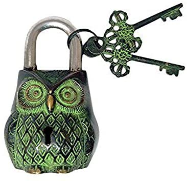 ANTIQUE BRASS OWL PADLOCK