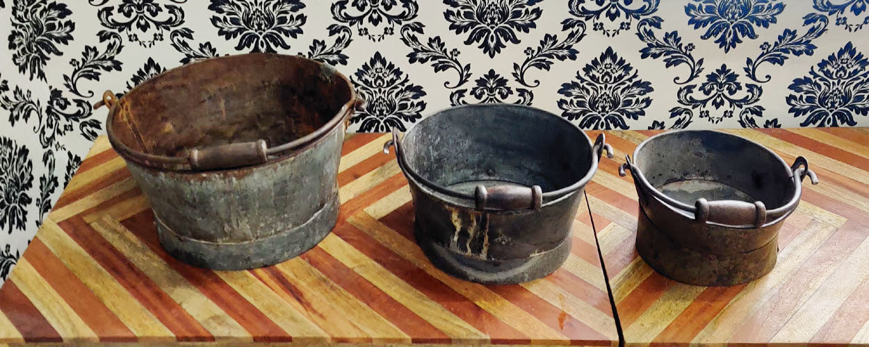 VINTAGE IRON TUBS Set of 3