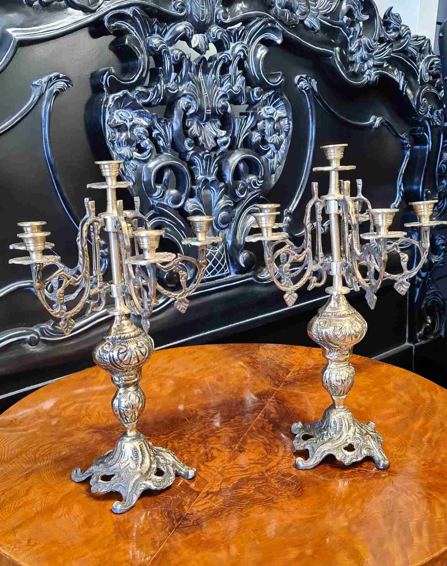 Pair of French Brass Candelabra