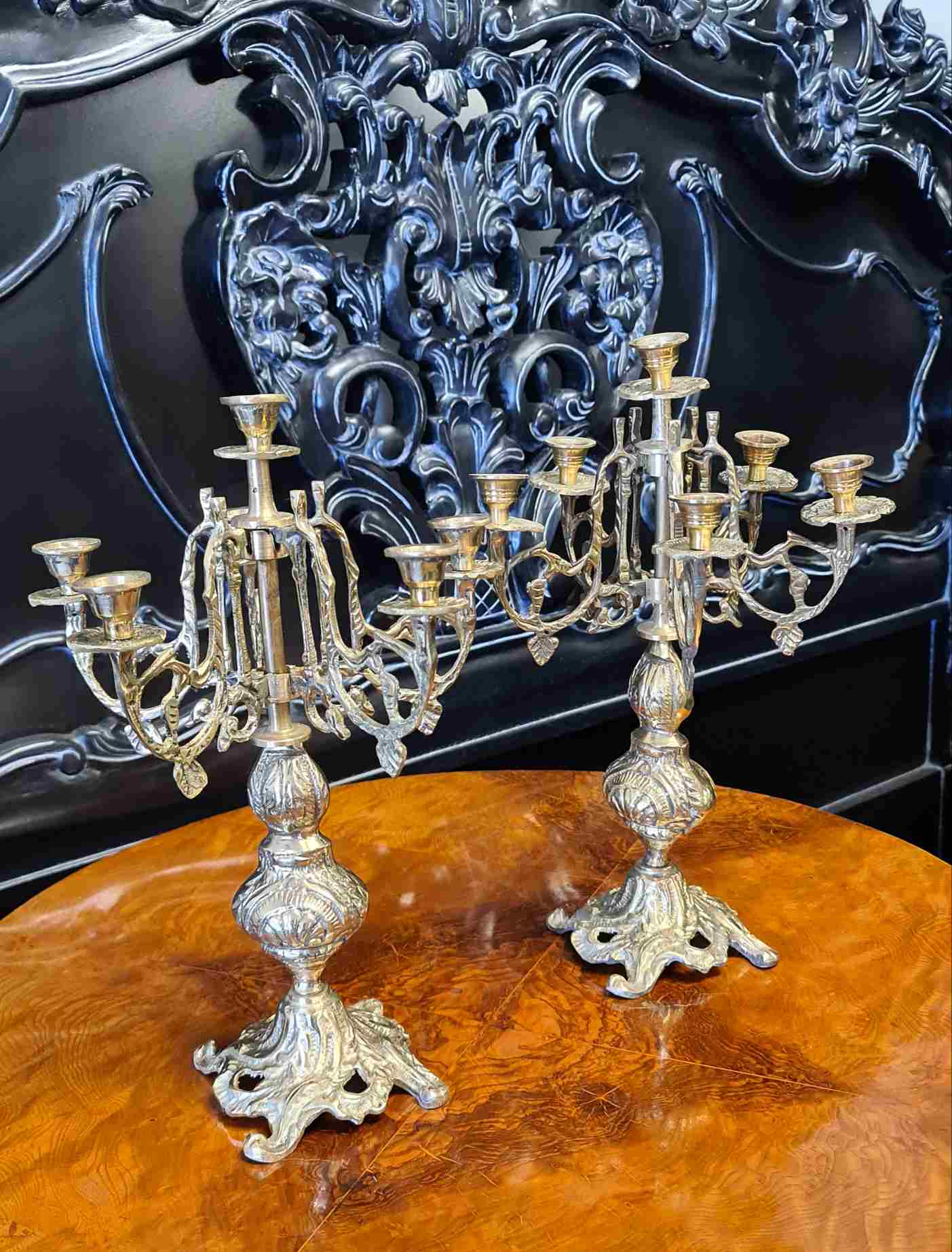 Pair of French Brass Candelabra