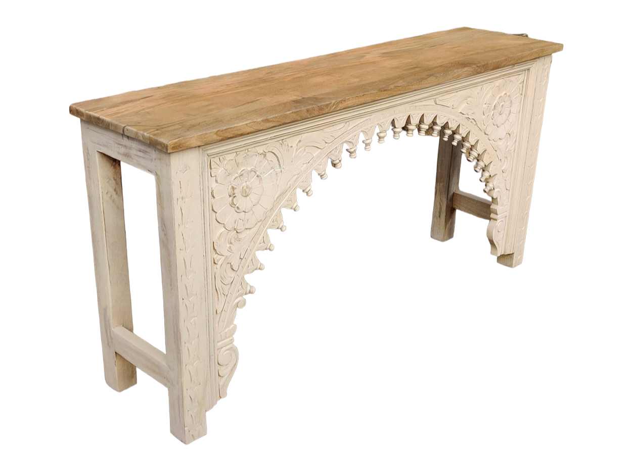 RATRI MANGO WOOD CARVED CONSOLE TABLE