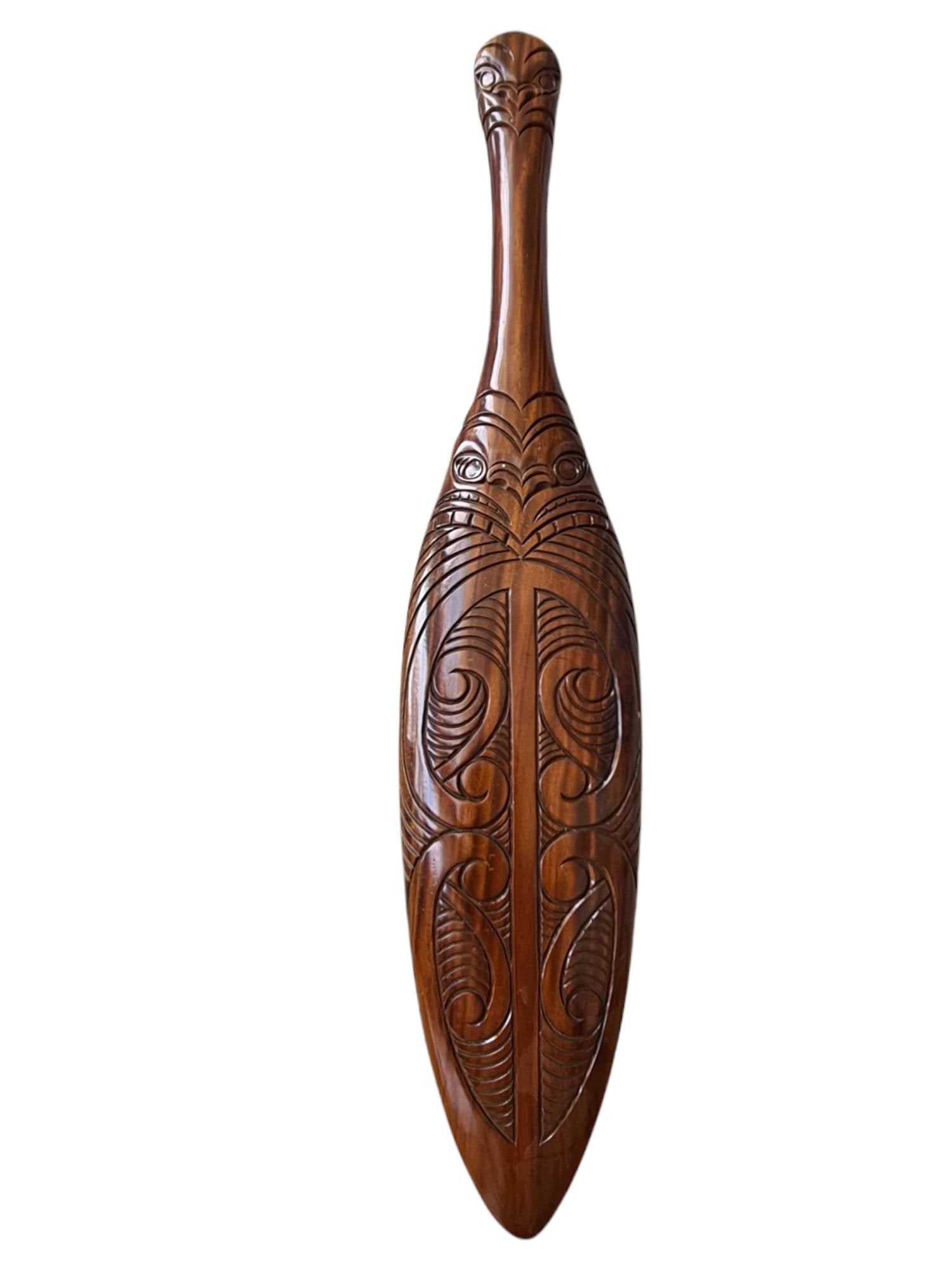 Wai Hand carved wooden Maori paddle