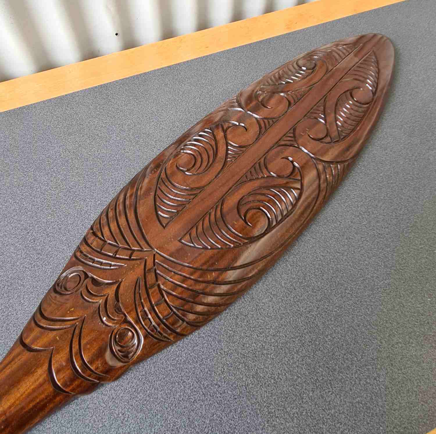 Wai Hand carved wooden Maori paddle