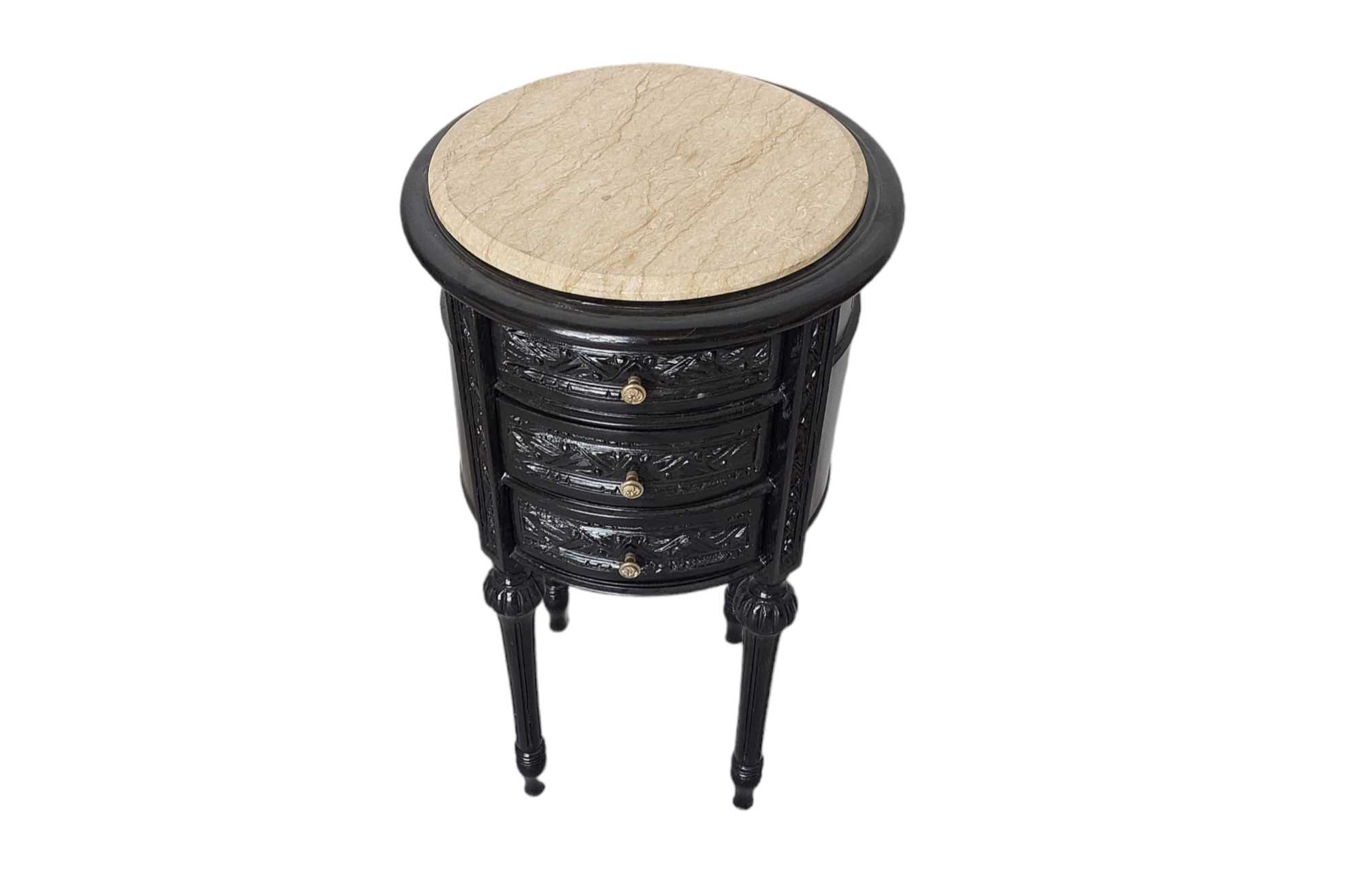 Round French Nightstand with Marble