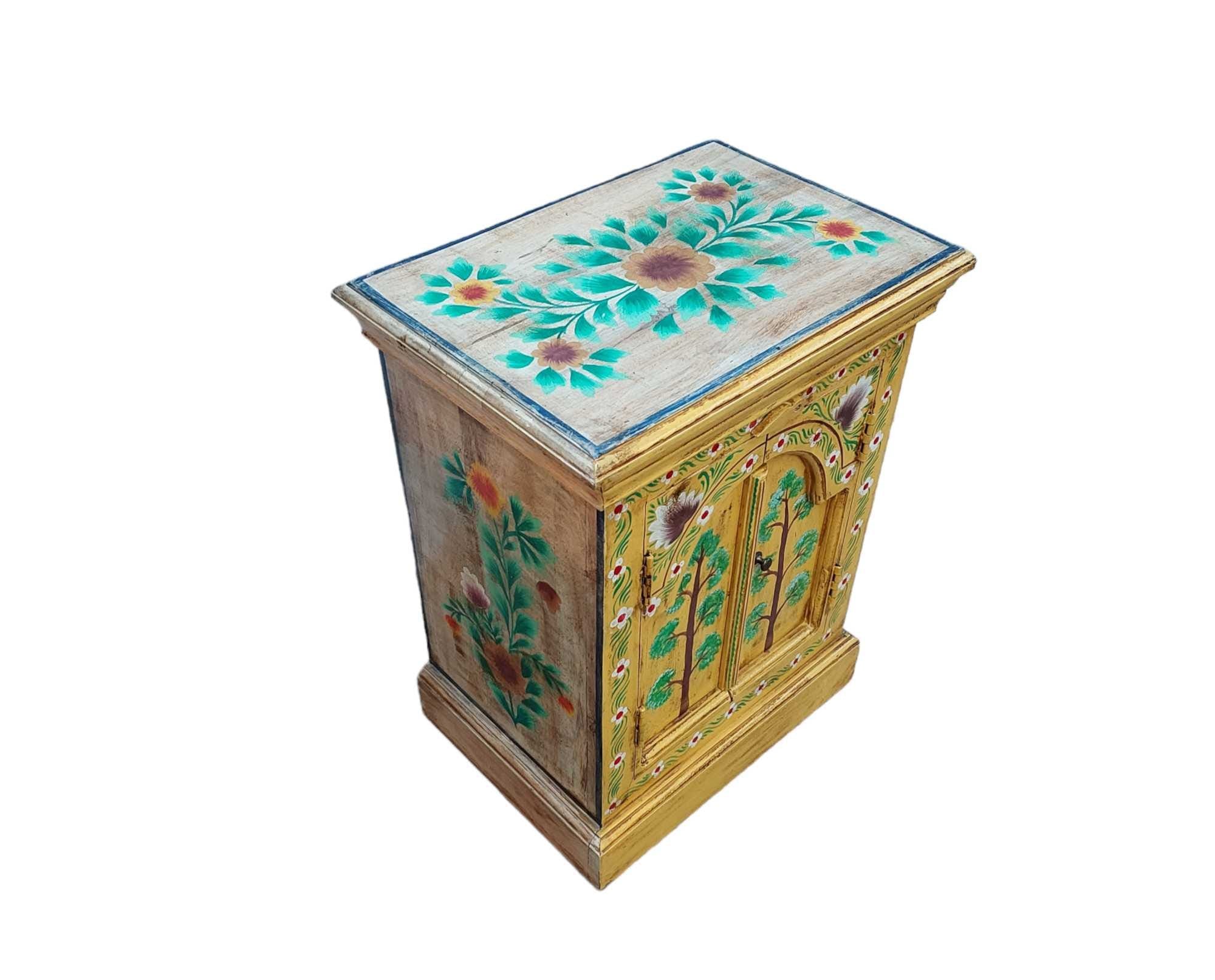 REWANA HAND PAINTED INDIAN BEDSIDE