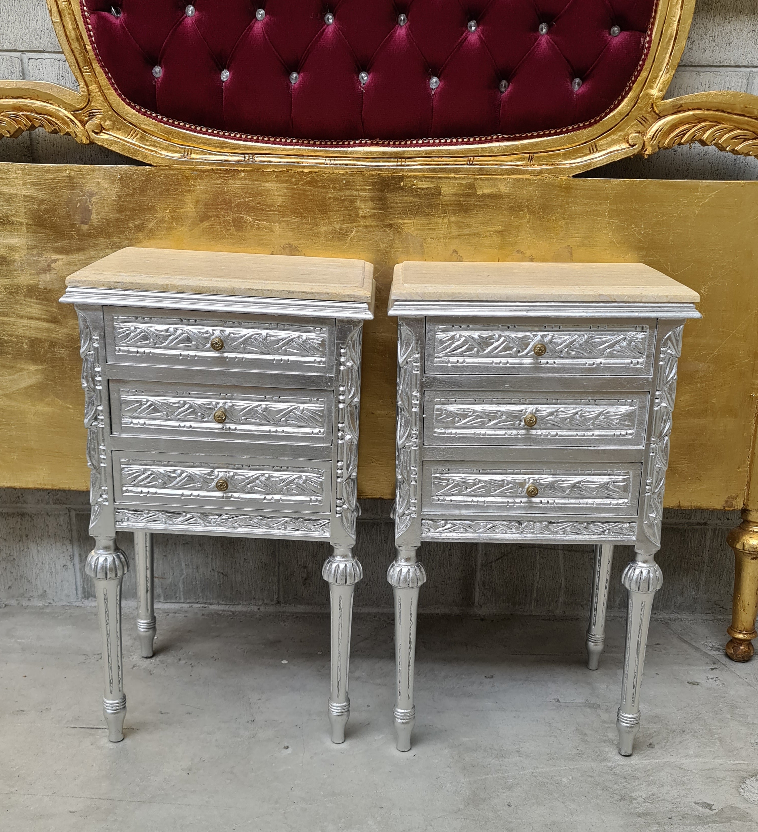 Aspen French Nightstand with Marble