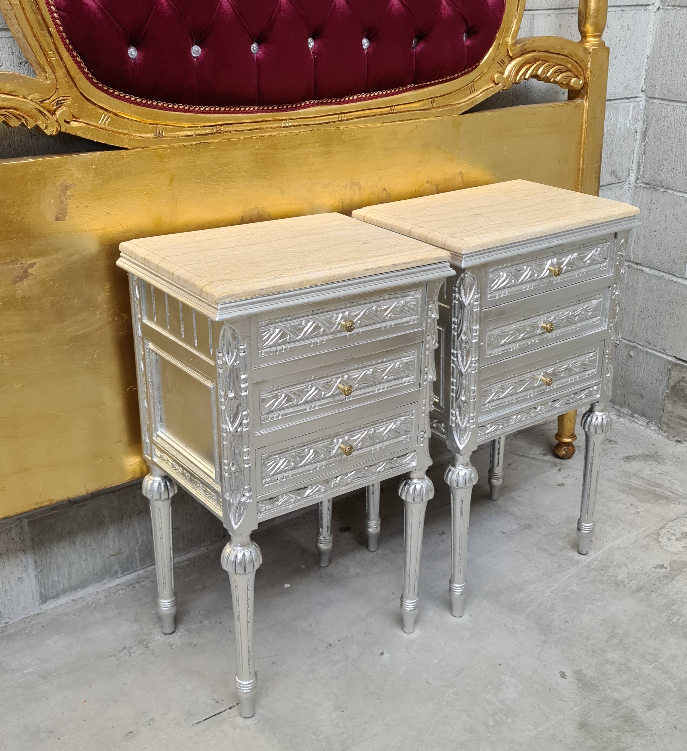 Aspen French Nightstand with Marble