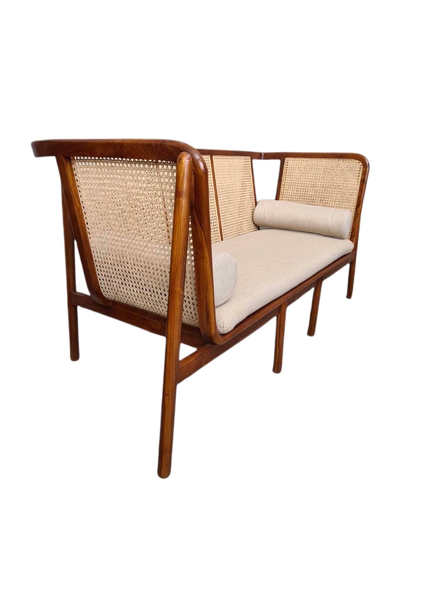 CONTEMPO MID CENTURY TEAK & RATTAN SOFA