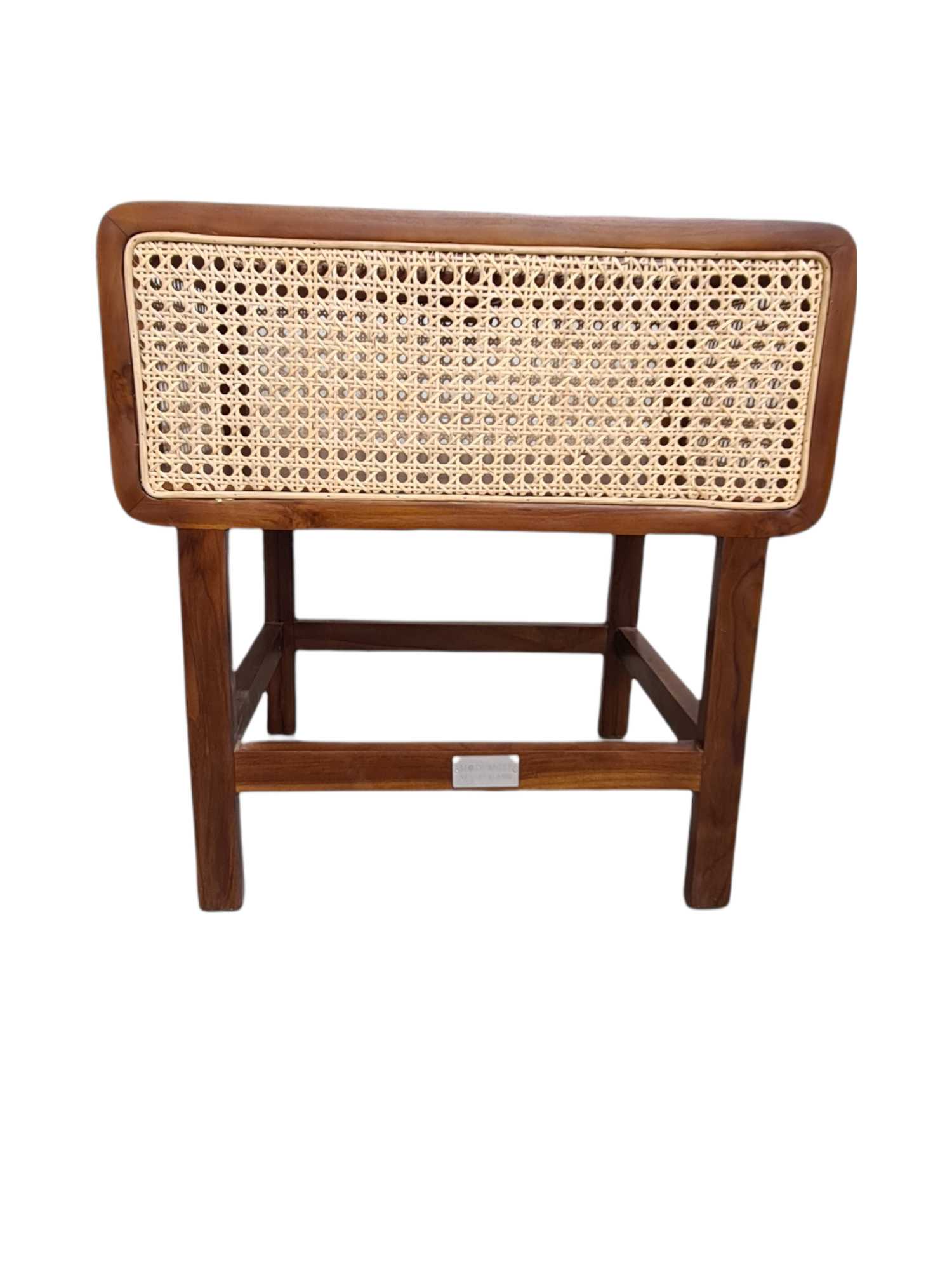 ELLY MID CENTURY TEAK & RATTAN BEDSIDE