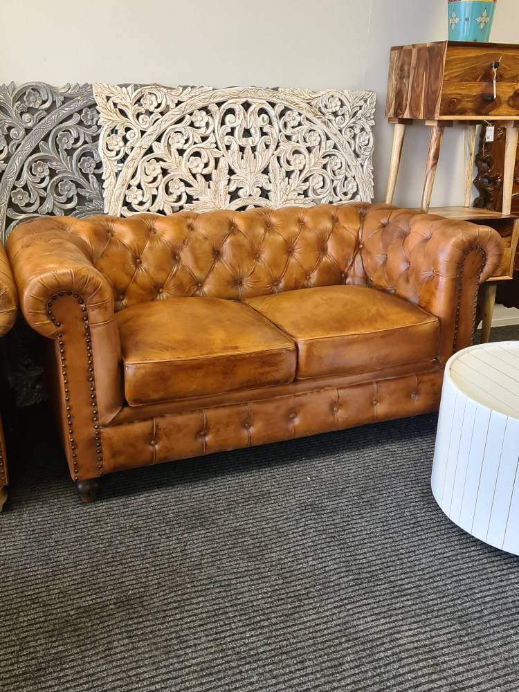 Worcester Two seater Chesterfield Leather sofa