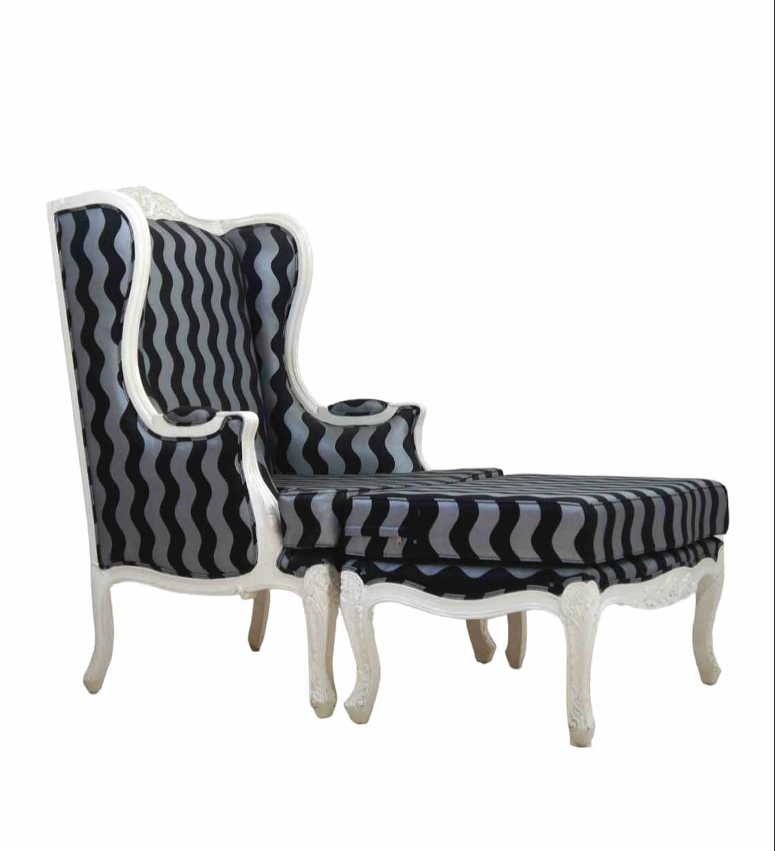 FRENCH CHAIR & OTTOMAN