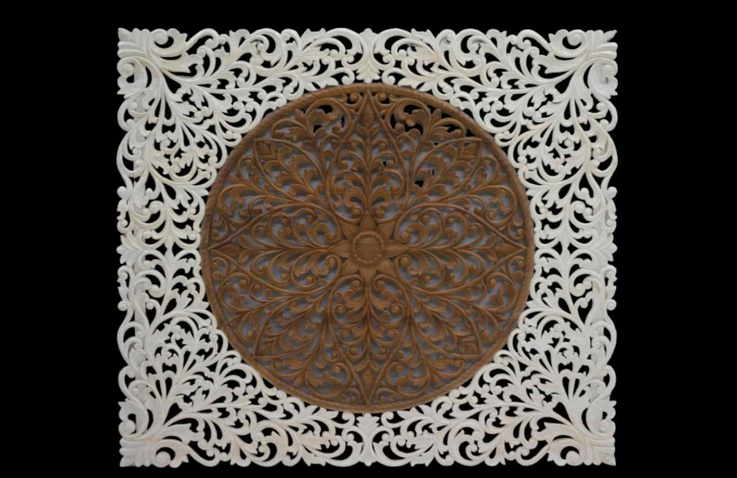 MANDALA CARVED WOODEN PANEL
