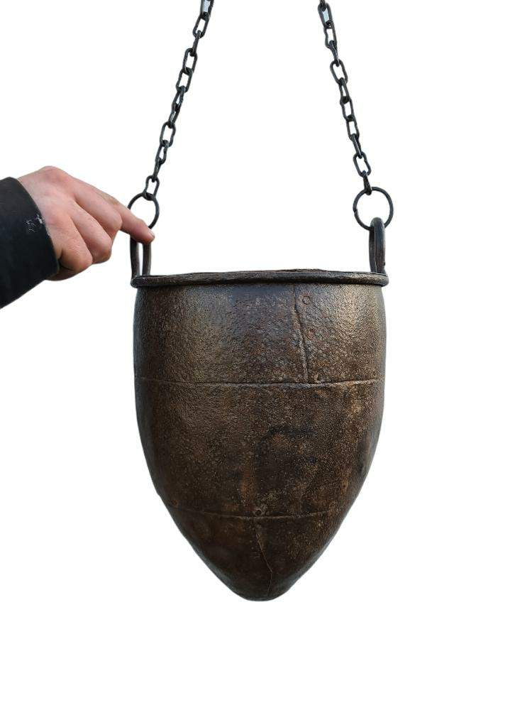 Vintage Indian Iron hanging pot