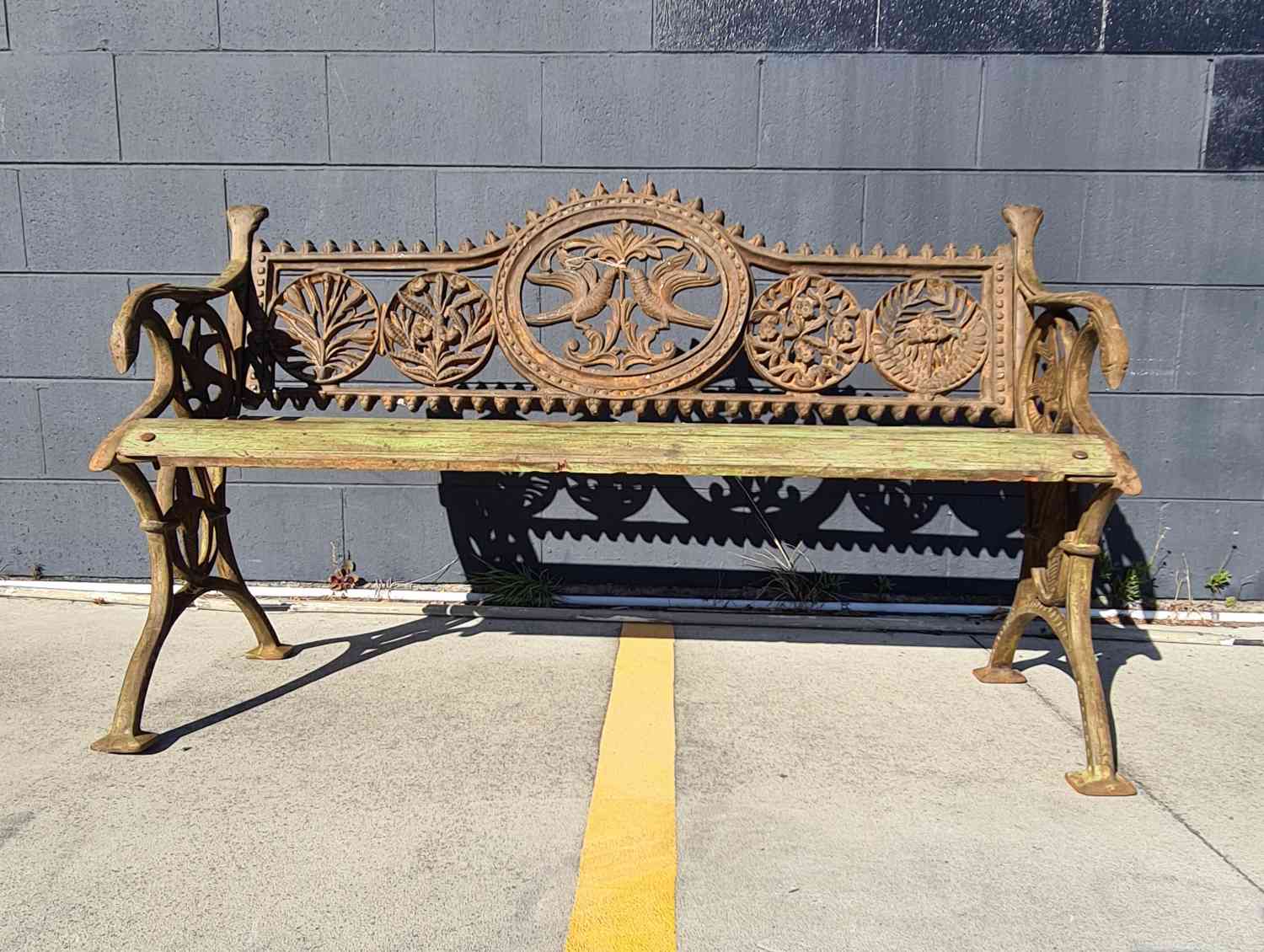 Cast Iron Love Birds Bench seat