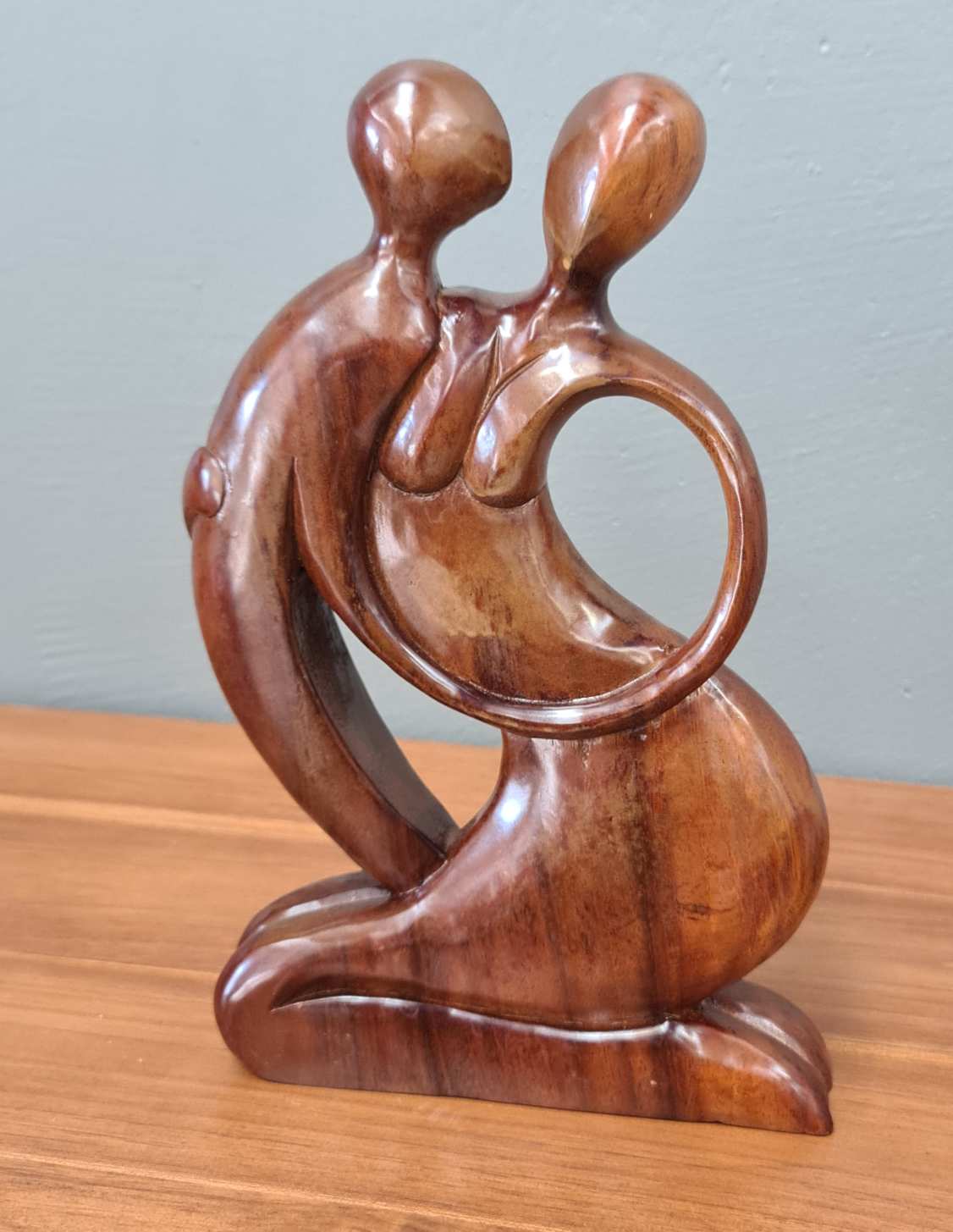 MOTHER CHILD TEAK SCULPTURE