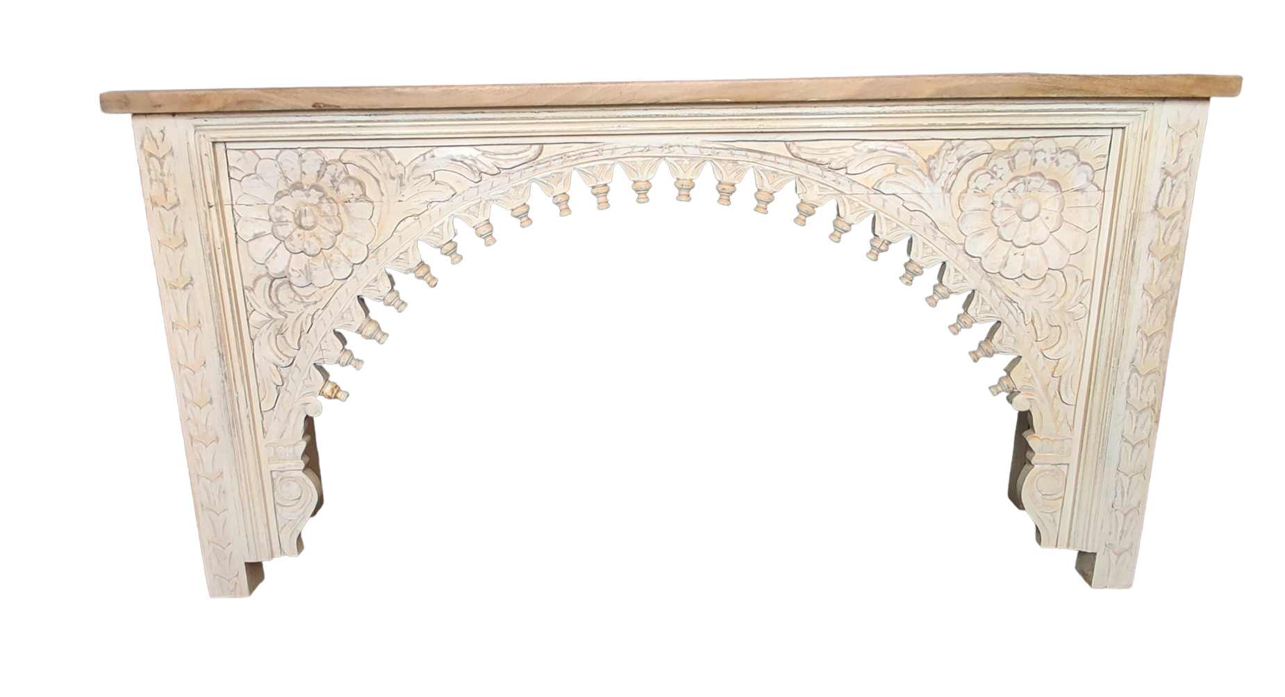 RATRI MANGO WOOD CARVED CONSOLE TABLE