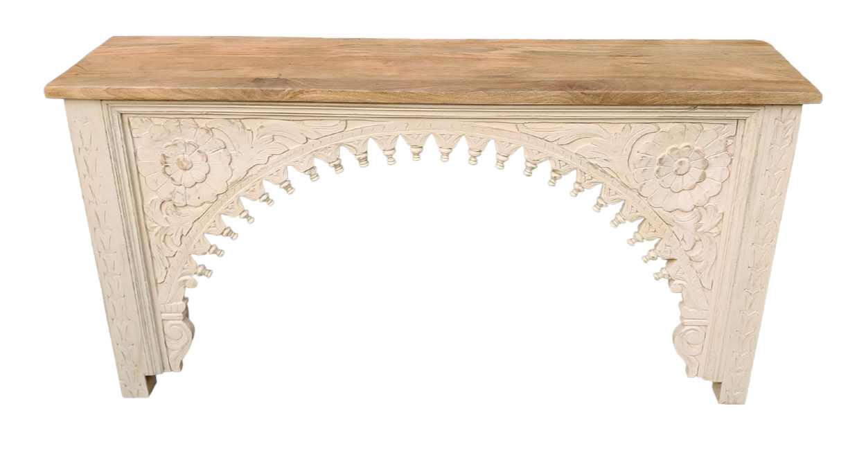 RATRI MANGO WOOD CARVED CONSOLE TABLE