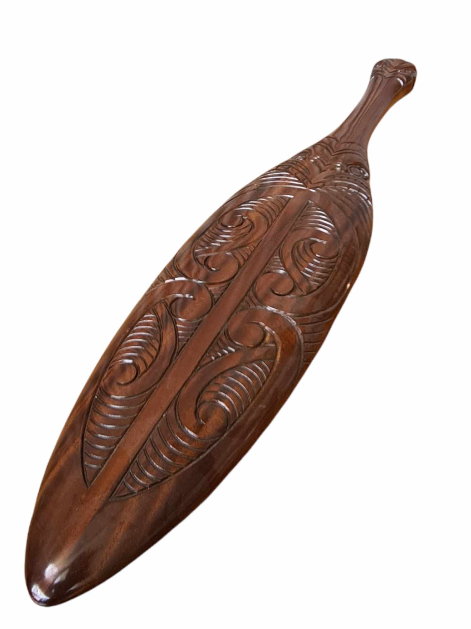 Wai Hand carved wooden Maori paddle