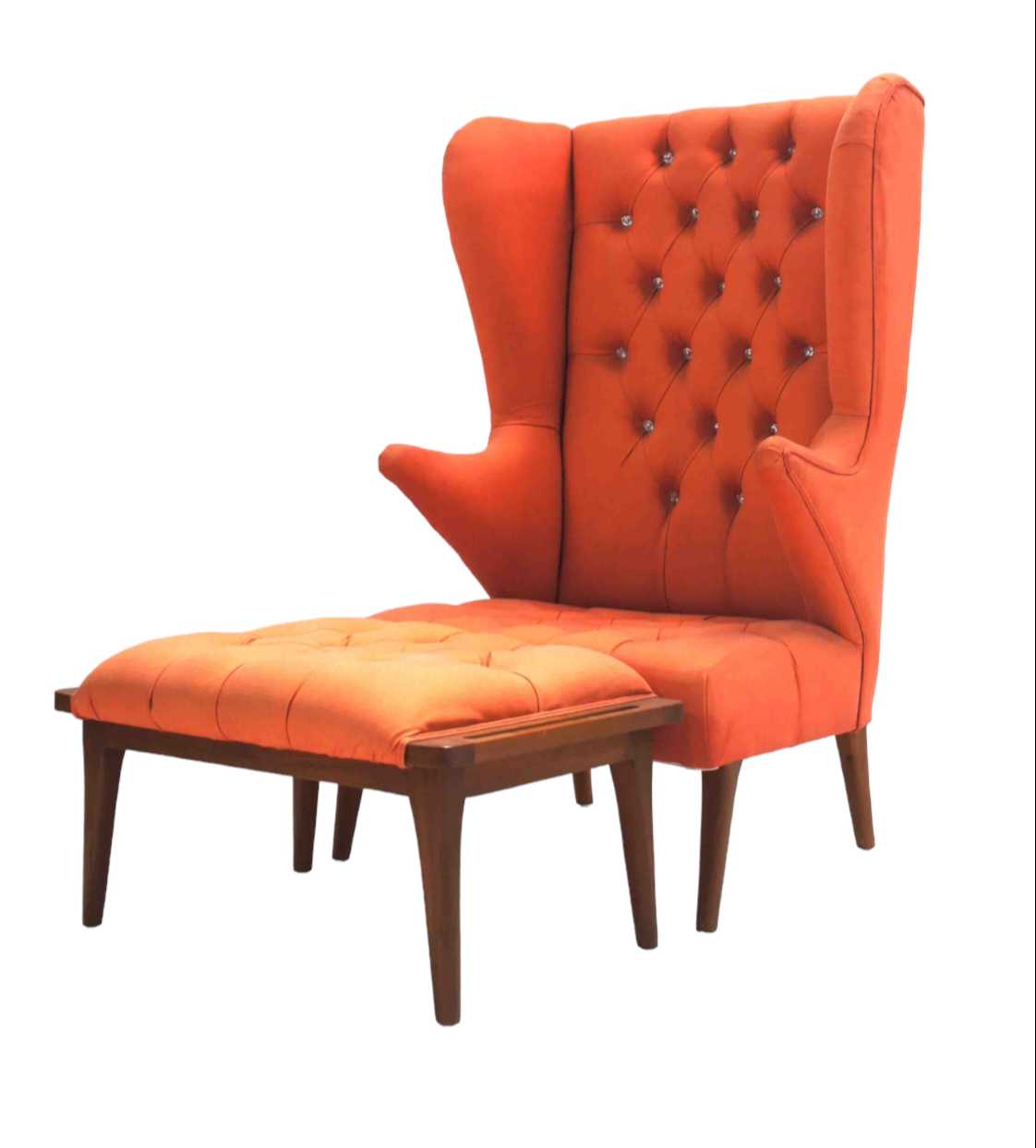 MID CENTURY ARMCHAIR & STOOL