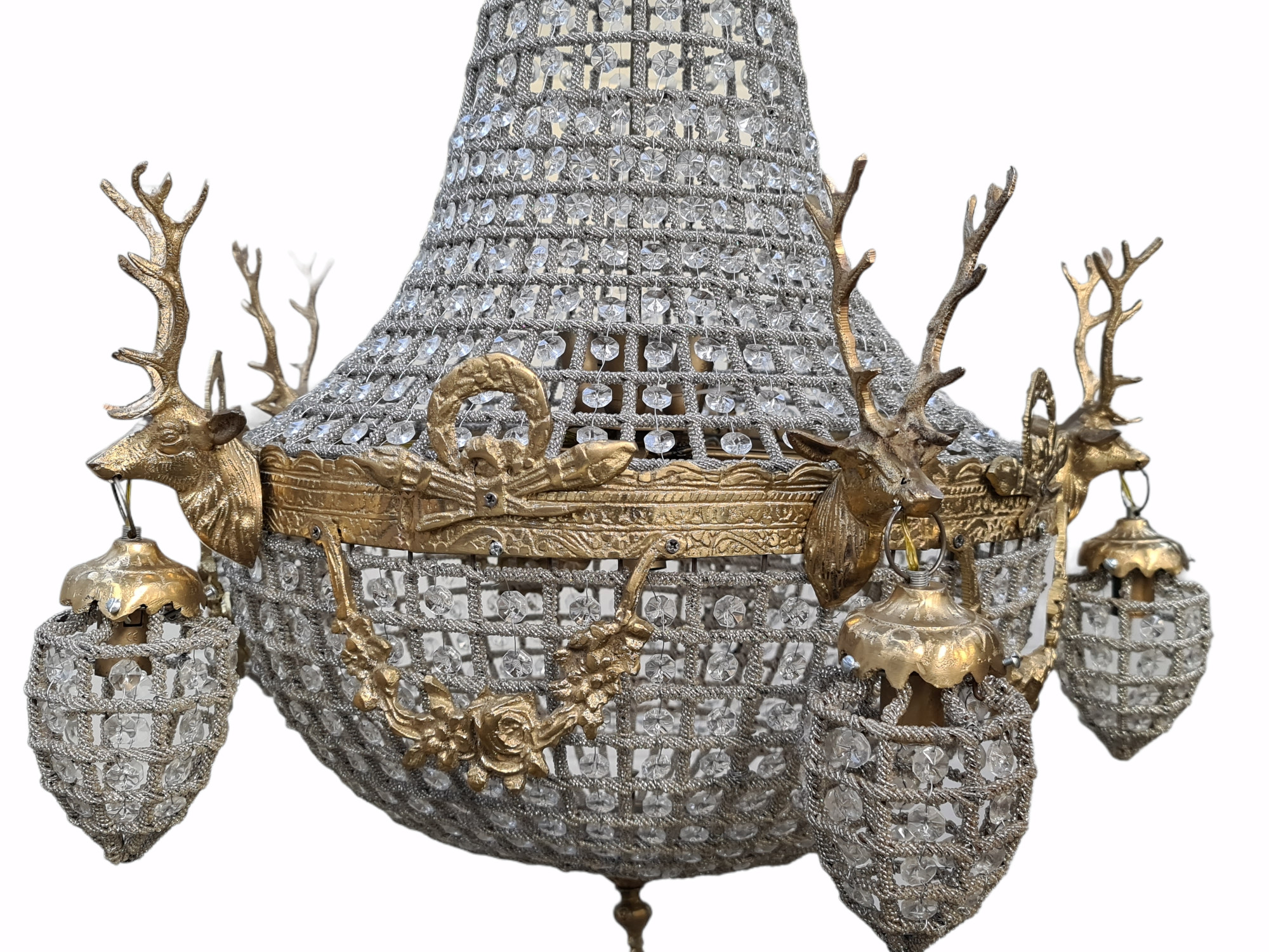 Large French Country Stag Chandelier