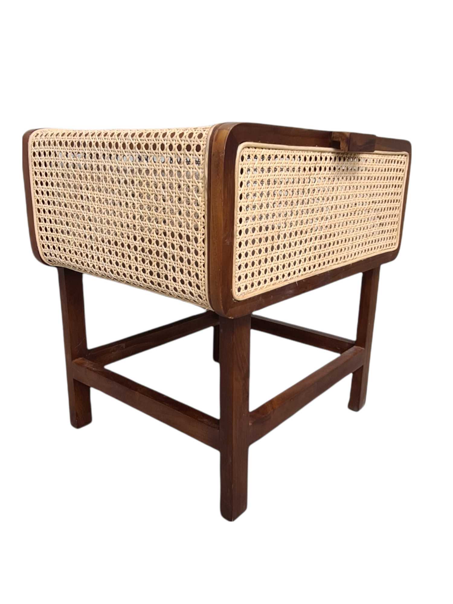 ELLY MID CENTURY TEAK & RATTAN BEDSIDE