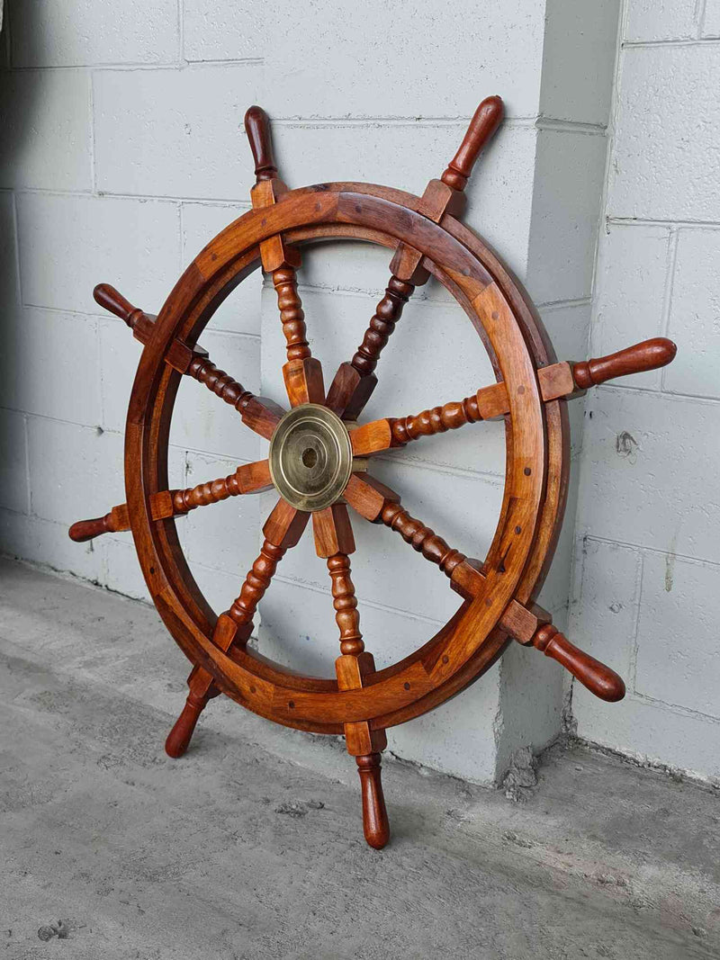 The Titanic Rosewood & Brass Ship wheel 90cm
