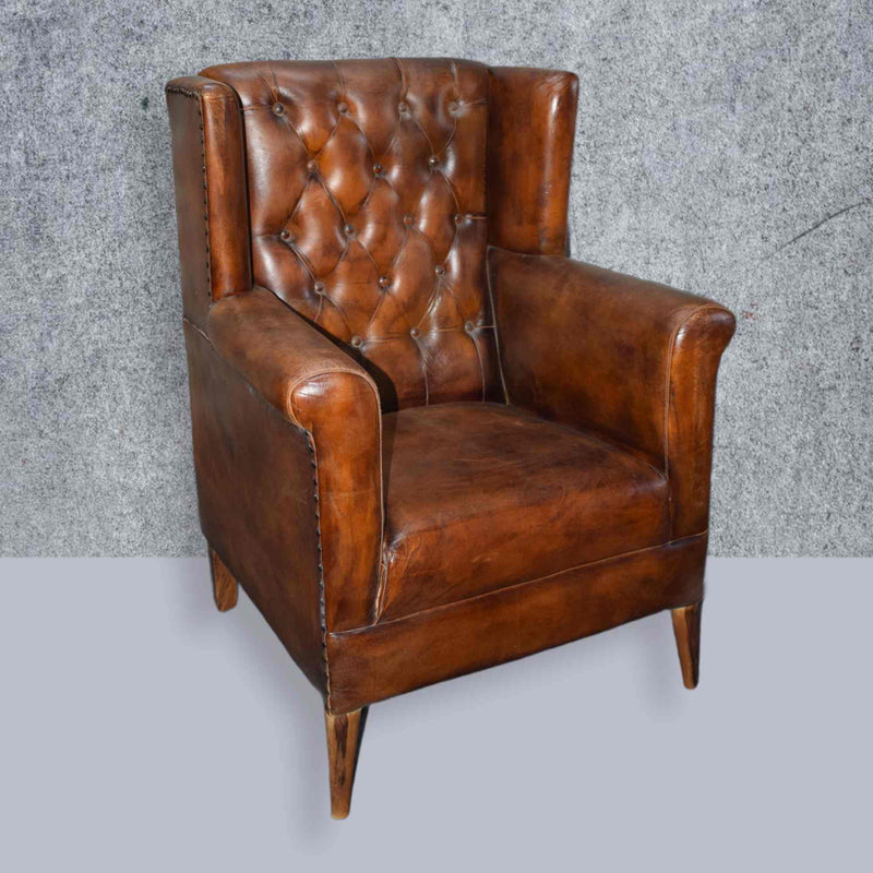 Hilbert Mid Century Leather Arm Chair
