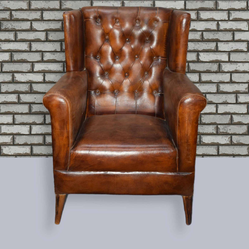 Hilbert Mid Century Leather Arm Chair